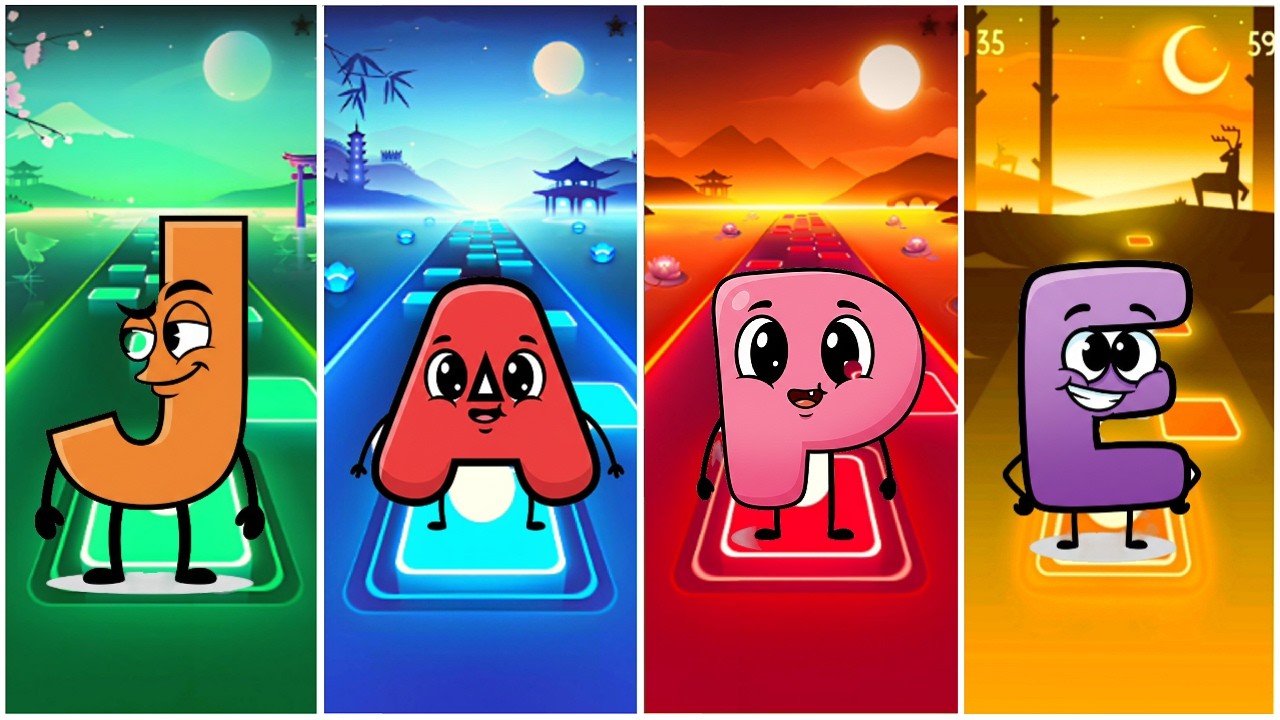 Alphabet Lore Rainbow vs Peppa vs Spider-Man 🎵 Who Is The Best? | Tiles Hop Battle