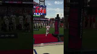 Zack Wheeler gets a huge ovation from Phillies fans ahead of Game 1 of the NLDS against the Dodgers