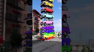 40 Buses vs 100 Cars Tower Crash Test! 😱 BeamNG Drive Ultimate Destruction #Shorts