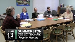 Dummerston Selectboard Mtg 3/13/19