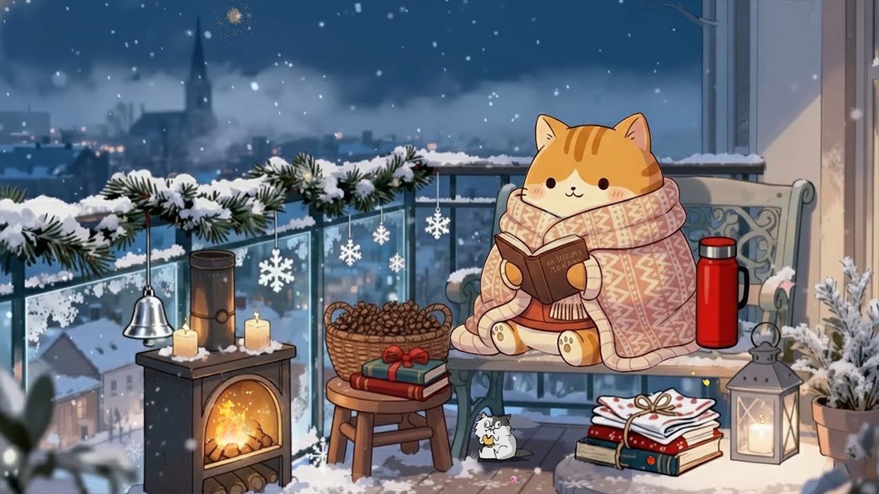 Winter Balcony Reading 📖❄️ Relaxing Lofi Beats for Deep Sleep, Study & Night Ambience