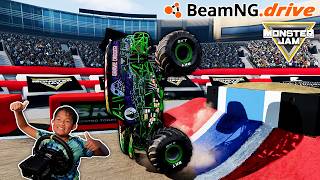 2 Wheel Skills Monster Jam in BeamNG.drive | Insane Stunts and Flips