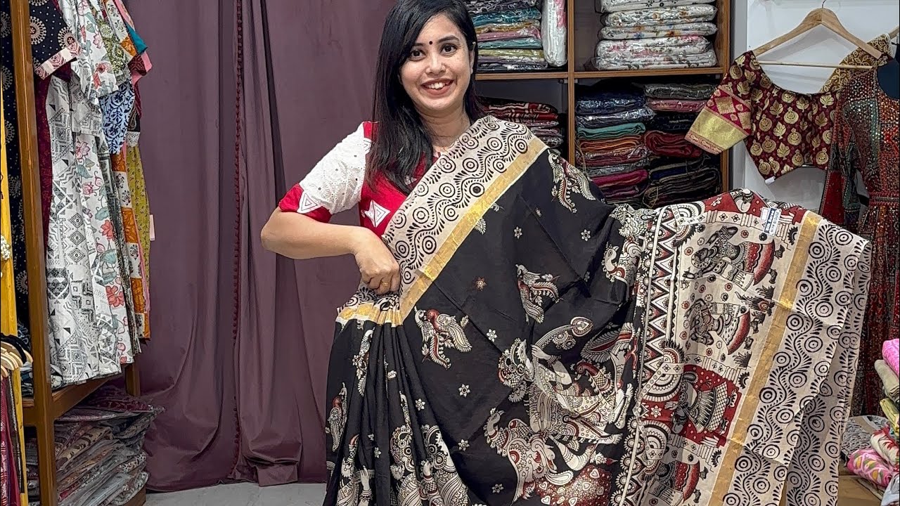 Handloom Nellore Silk Saree with Kalamkari Print and Nizam Border – Women’s Traditional Ethnic Wear