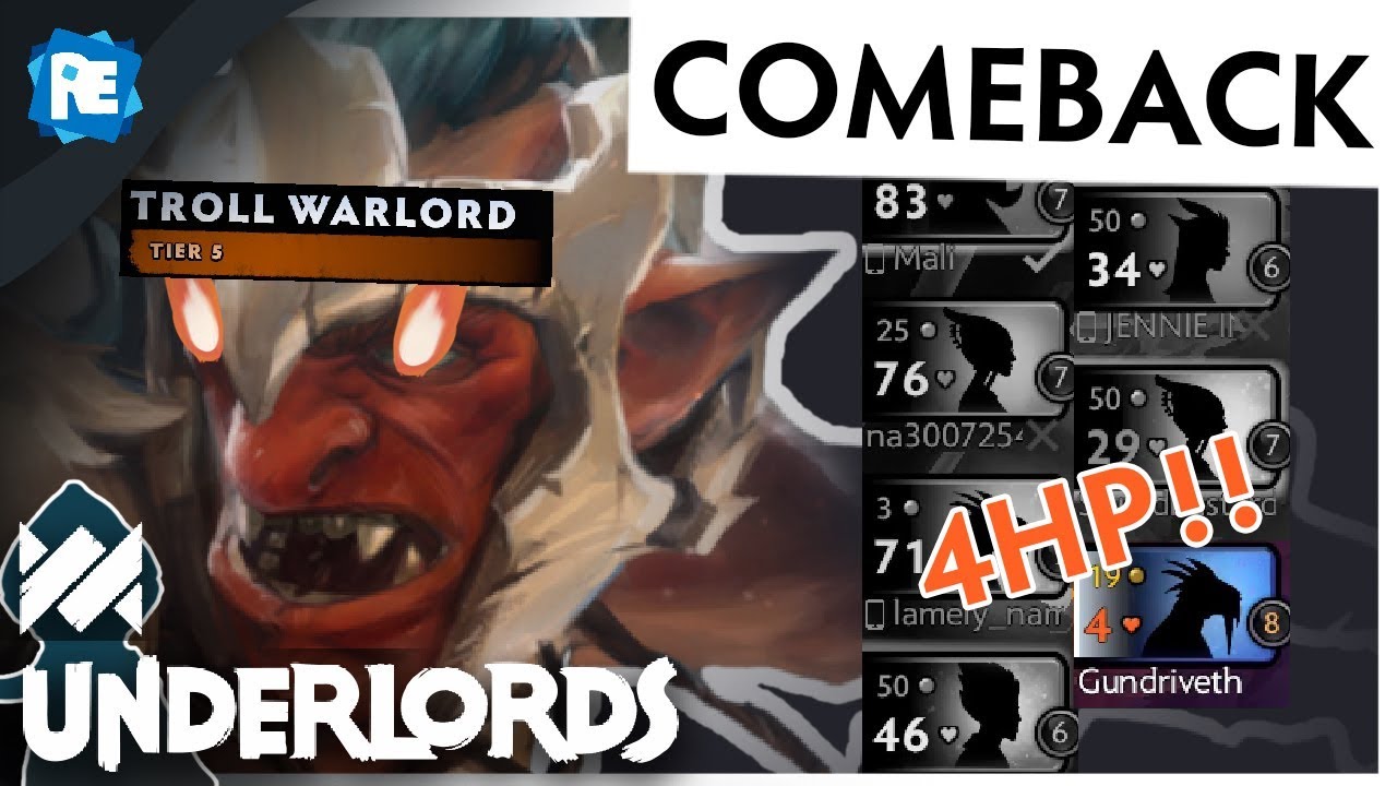 IMPOSSIBLE COMEBACK from 4HP with Mr. Troll Warlord - Dota Underlords
