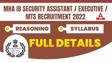 MHA IB Security Assistant/ Executive/ MTS Recruitment 2022 | Reasoning Syllabus