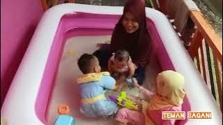 Seru atau Bahaya ⁉️ Qisya dan Aksa ajak adik Bayi Mandi di Kolam || PART 1