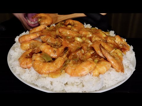 【ASMR /咀嚼音】旨辛エビチリ丼Spicy Shrimp Chili Rice Bowl맛 매운 새우 칠리 그릇【大食い/Eating sounds】