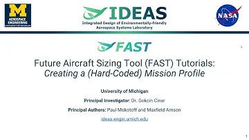 Creating a Hard-Coded Mission Profile in FAST | Future Aircraft Sizing Tool | Open-Source Software