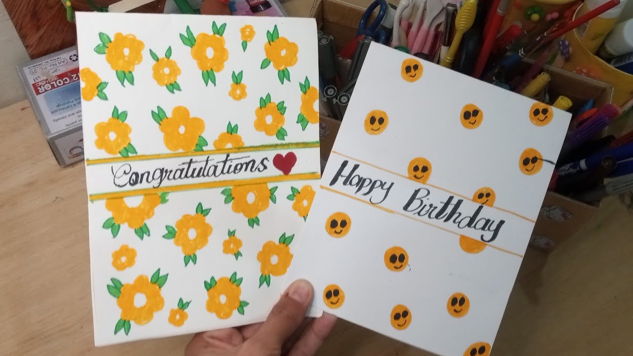 How to made 2 greeting cards with one page/easy cards ideas/Birthday ...