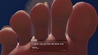 Giant girl sticks you in between her toes and forces you to...