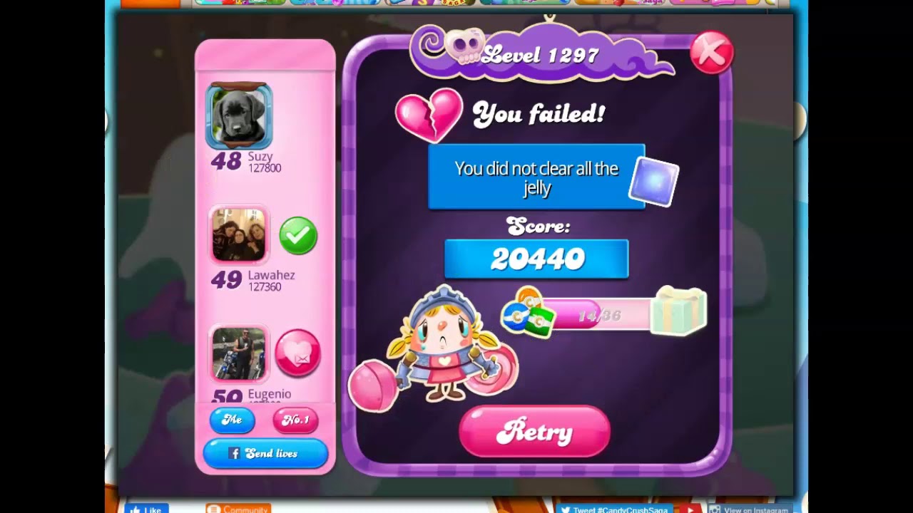 Candy Crush Level 1297 Talkthrough, 15 Moves 0 Boosters - YouTube