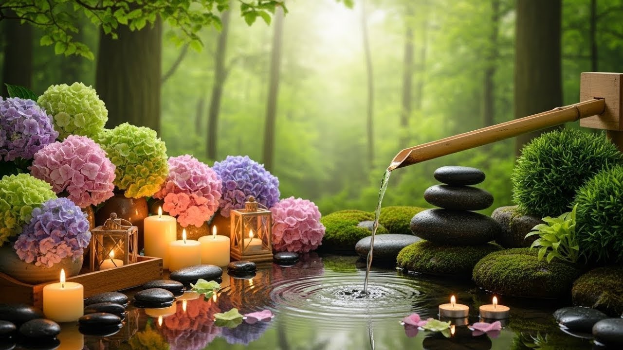 Bamboo Water Fountain 🌿 Deep Healing Sleep Music | Calm Anxiety & Stress