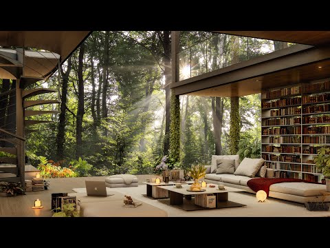 🌤️🌿Immerse in the Cool Greenery of the Forest Balcony With Soothing Jazz | Piano Music for Relaxing