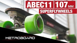 ABEC11 107MM SuperFly Wheels For Electric Skateboard - METROBOARD
ABEC11 recently introduced the 107 mm SuperFly Wheels for use with Electric Skateboards. Although Abec11 had an earlier version of this 107 mm wheel for many years, they recently updated the design to have the same inside bearing to urethane spacing as their popular Flywheel Series (e.g., 97 mm, 90 mm, 83 mm). This design change makes the 107 mm SuperFly Wheels compatible with electric skateboards that are designed for use with regular Flywheels.
These new wheels are not only larger in diameter, but also wider with a 64 mm width and 55 mm contact patch vs the regular Flywheels which ave a 52 mm width and 44 mm contact patch.
The SuperFlys also come standard with ABEC11s premium 74A Reflex Formula. The Reflex formula cant be beat in terms of durability, rebound, and traction.
The SuperFlys will give you the most cush ride on an electric longboard and will seriously take the edge off of road vibrations and less than perfect streets.
Learn how to install Abec11 107 mm SuperFlys on the Metroboard Electric Skateboard!
Now available on all Metroboard Electric Skateboards:
https://metro-board.com/product-category/electric-skateboards/
Get yours today! ABEC11 107MM SuperFly Wheels For Electric Skateboard - METROBOARD