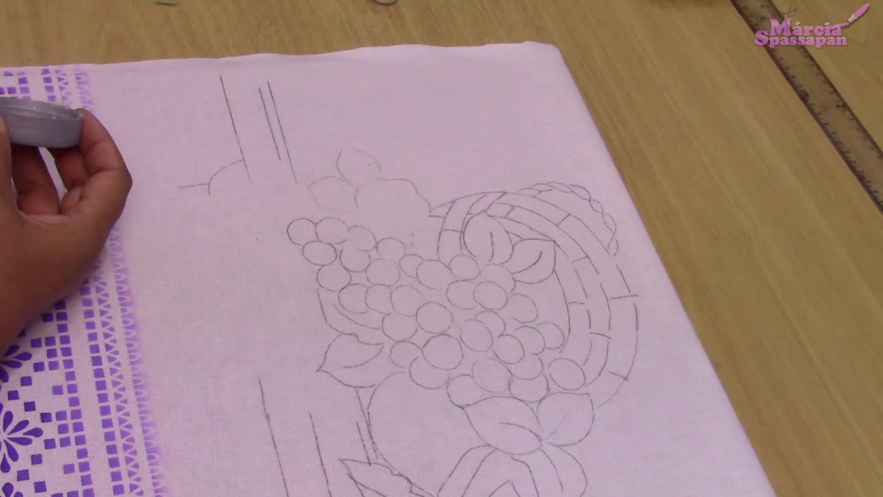 Pintura Em Tecido - Frutas Uvas Mamões - Falso Barrado Stencil | Márcia Spassapan