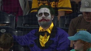 ARI@SD: The Joker watches a game at Petco Park screenshot 3