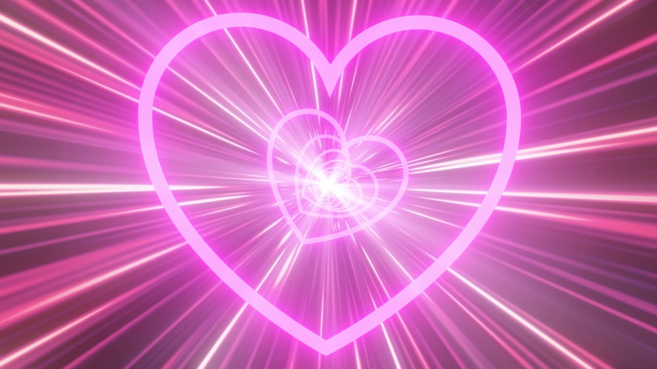 Twisted Spinning Pink Neon Glowing Lights Heart Tunnel Space Wormhole 4K UHD 60fps 1 Hour Video Loop