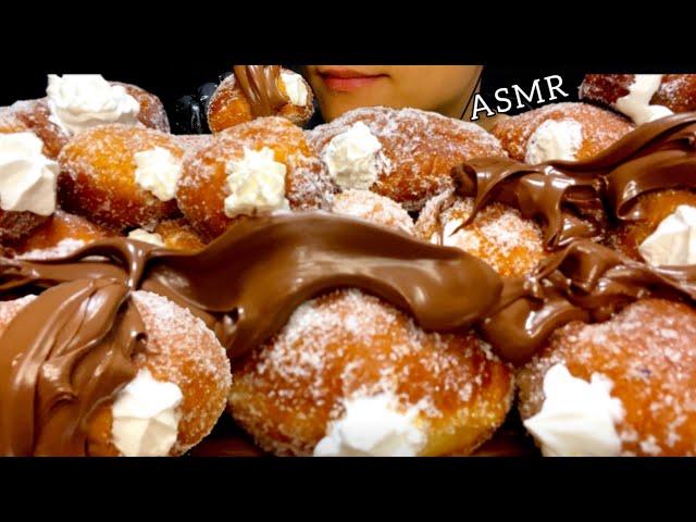 【咀嚼音】ヌテラ掛けホイップドーナツを食べる！/ASMR/EatingSounds/Mukbang/먹방