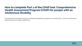 How to complete Part 1 of the CHAP tool: Comprehensive Health Assessment Program for people with ID screenshot 2