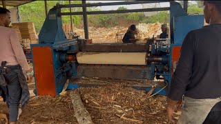 Stylist Massive Hydraulic Machine Wood Debarking Process 💪