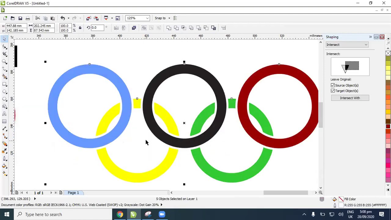 How to draw Olympic logo in detail CorelDraw Zoom online Lesson