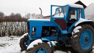 Запуск трактора МТЗ-82 зимой в мороз.