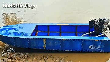 Tự chế thuyền từ thùng phi nhựa và sắt, hàn dựng khung thuyền từ A đến Z