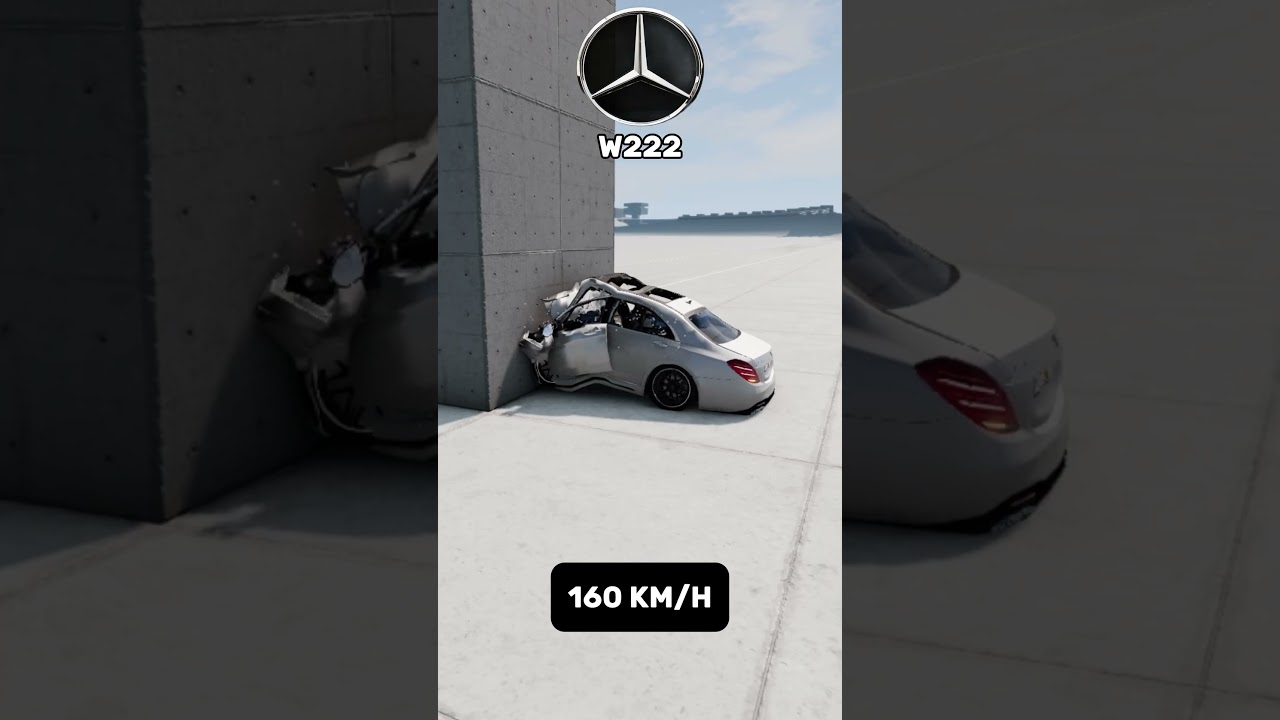 Mercedes Benz W222 Crash Test 🔥😱🚗 #recommended #crashtest #beamngdrive #mercedes #benz #w222