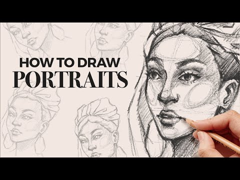 how to draw 3/4 face, eyes, nose, mouth | tutorial