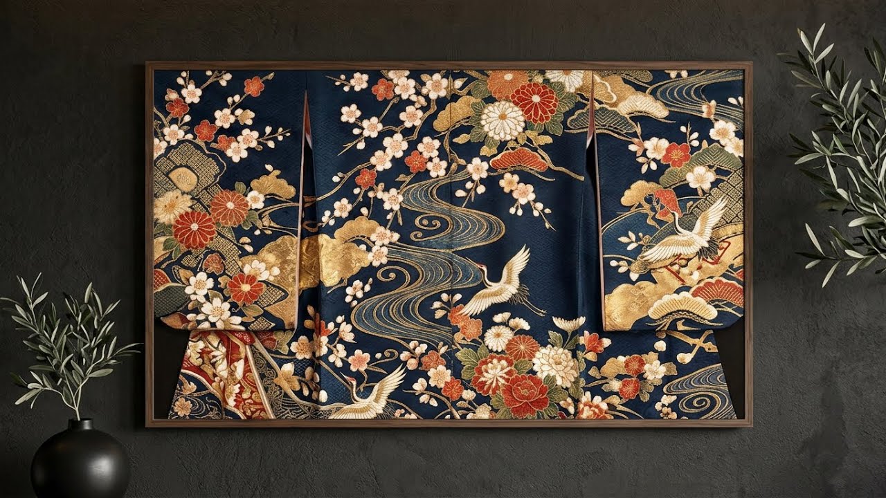 二曲屏風 一点物｜着物・帯地端裂リメイク｜和モダン 和室インテリア YouTube