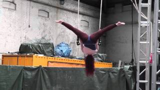 Scratch night static trapeze performance to Sia's Elastic Heart