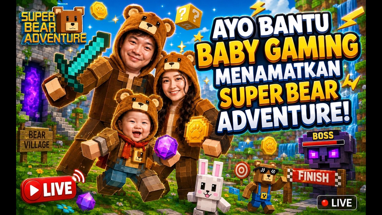 BANTU BABY GAMING MENAMATKAN SUPER BEAR ADVENTURE! (MAIN BARENG) #superbearadventure