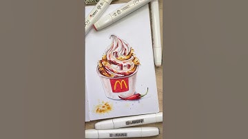 How to draw Macdonald’s ice cream using Copic markers #markers #shorts