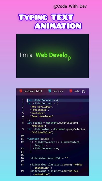 Text Typing Animation |Html |CSS |JS #shorts #html #js #coding # ...