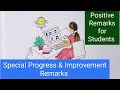 Report card comments|Special Progress/Improvement/ Positive Remarks for Students by Mom n Taksh