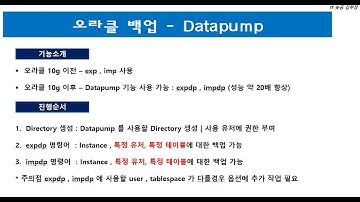#5. Oracle [오라클 공부조각] #DataPump | 오라클 백업 방법 중 일반 운영자들이 유용하게 사용할 수 있는 DataPump 기능을 영상에 담아 보았습니다.