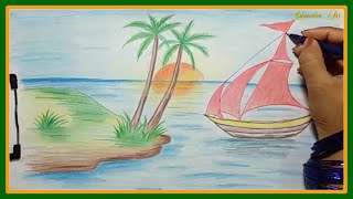 easy draw drawing colored pencils super scenery landscape