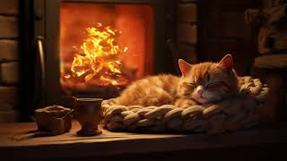 ? Fireplace Serenade: Relaxing with Purring Cat for Deep Sleep and Insomnia Relief