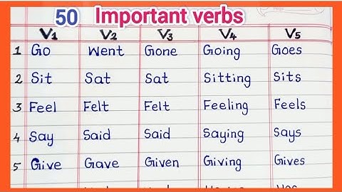 V1 V2 V3 V4 V5 of most important 50 verbs