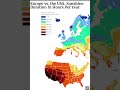 Sunshine hours per year Europe vs America #geography
