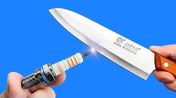 Sharpen a Knife to Razor- Sharpen a Knife in 2 Minutes With Old Spark Plug