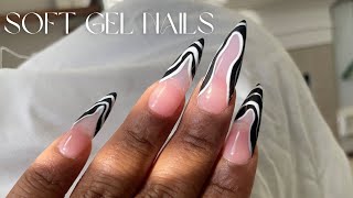 Beginner Friendly Swirly French Soft Gel Nails screenshot 2