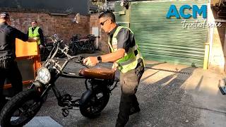 Full Police crackdown on illegal e-bikes, seizing 36 in Sydney Update