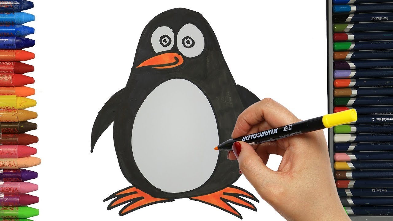 Wie zeichnet man Pinguin | Ausmalen Kinder | Kindervideos | Malen und Wie zeichnet man Pinguin | Ausmalen Kinder | Kindervideos | Malen und