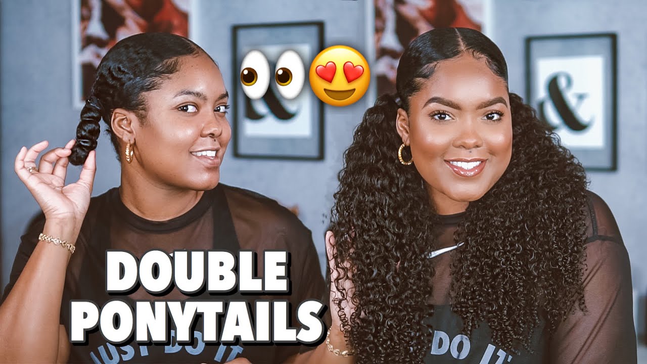 RUBBER BAND TWO HIGH PONY TAIL | Braided hairstyles for teens, Hair styles,  Cute hair colors