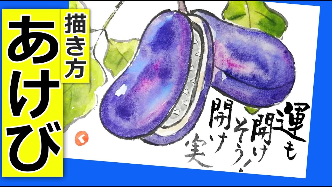 アケビの簡単な描き方 秋の果物の描き方 ガーデニングの絵手紙スケッチ 初心者 9月 10月 秋 山女 通草 木通 開け実 Youtube