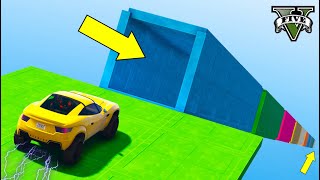 GTA 5 CARRO NO PARKOUR DA MEGA RAMPA DE CUBO COLORIDO!!! Cubes Ramp Parkour