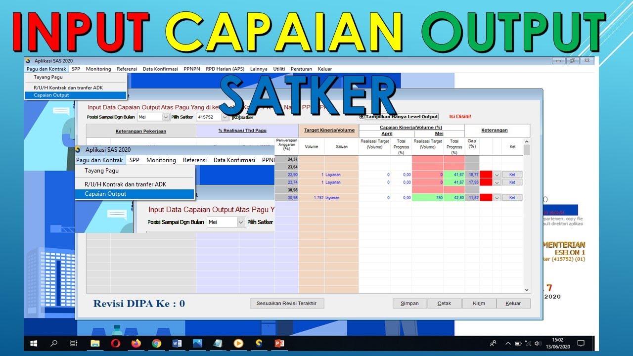 CARA INPUT CAPAIAN OUTPUT APLIKASI SAS 2020 - YouTube