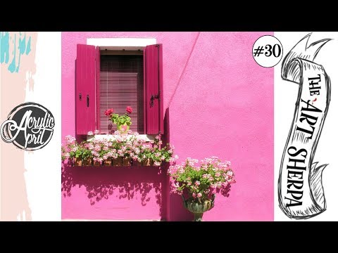 Pink window box flowers loose step by step Acrylic April day #30