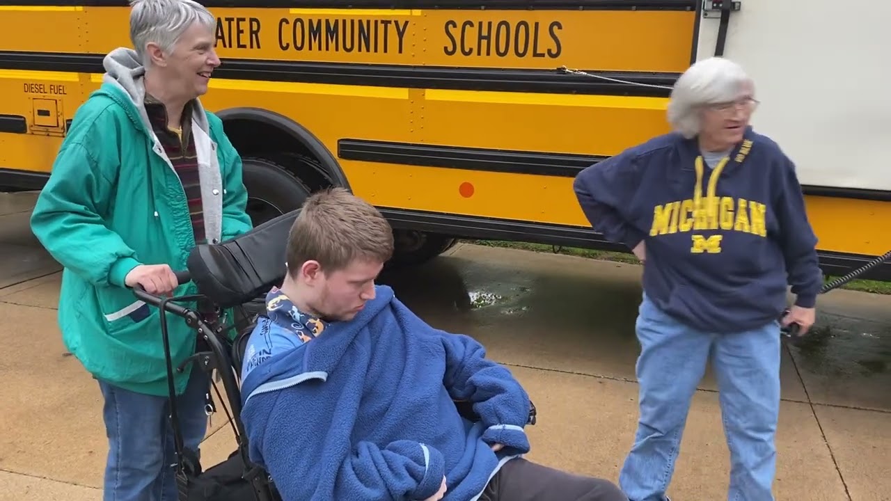 Sam getting on the school bus to Waldron for another day of school 5.6.25 